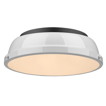  3602-14 BLK-WH - Duncan 14" Flush Mount in Matte Black with a White Shade